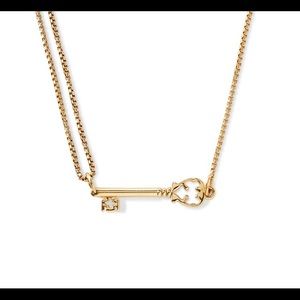 Skeleton Key Pull Chain Necklace -  gold plated
